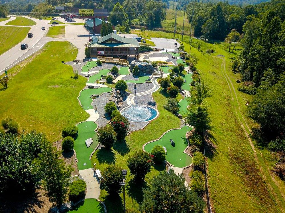 ariel view of mini golf course